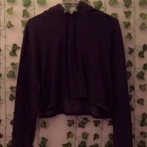 Dark Grey Long Sleeve Cropped Sweatshirt